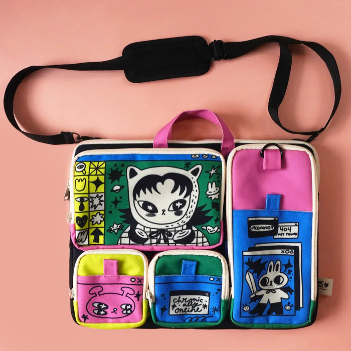 Screen and Green Laptop Bag