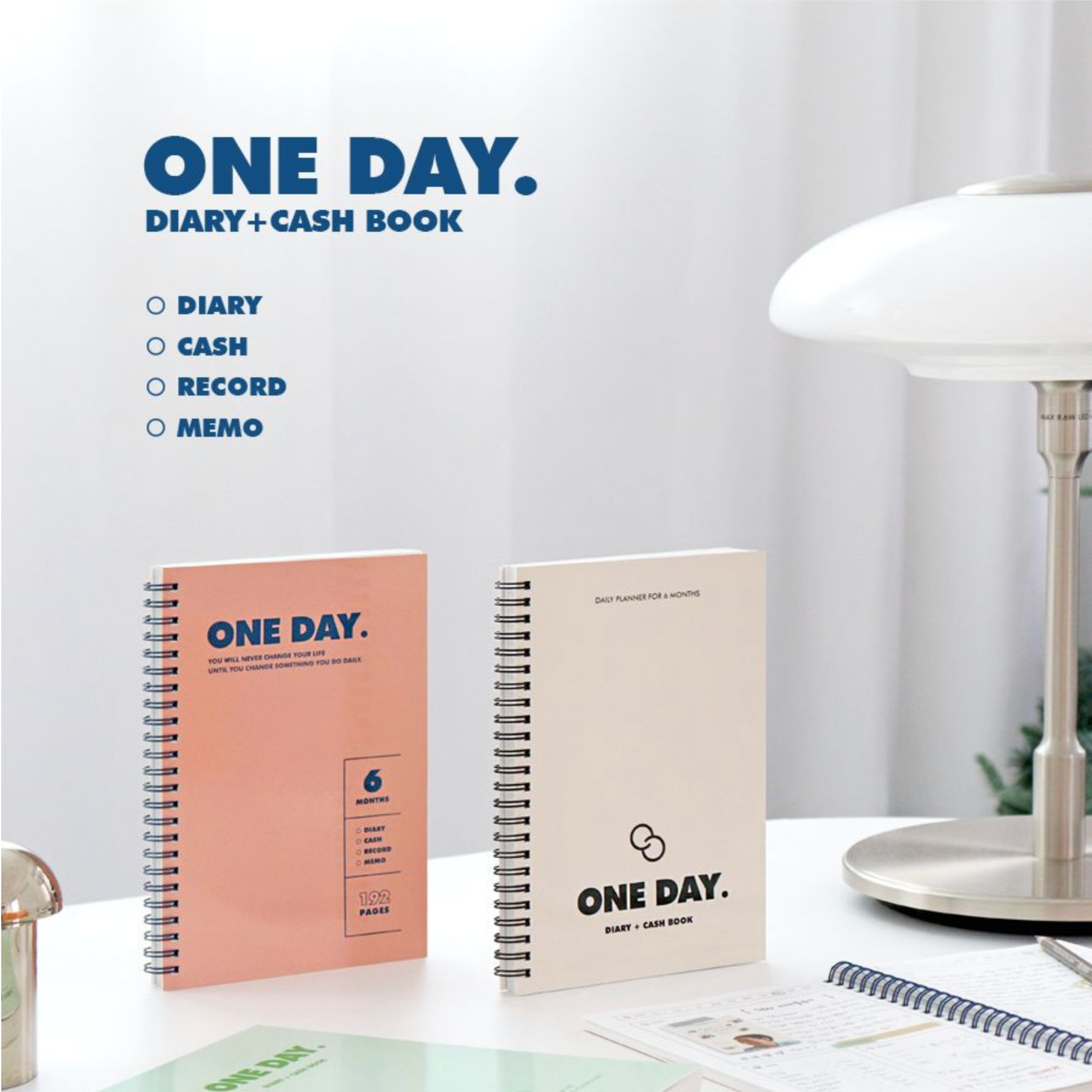 One Day Diary + Cash Book for 6 Months