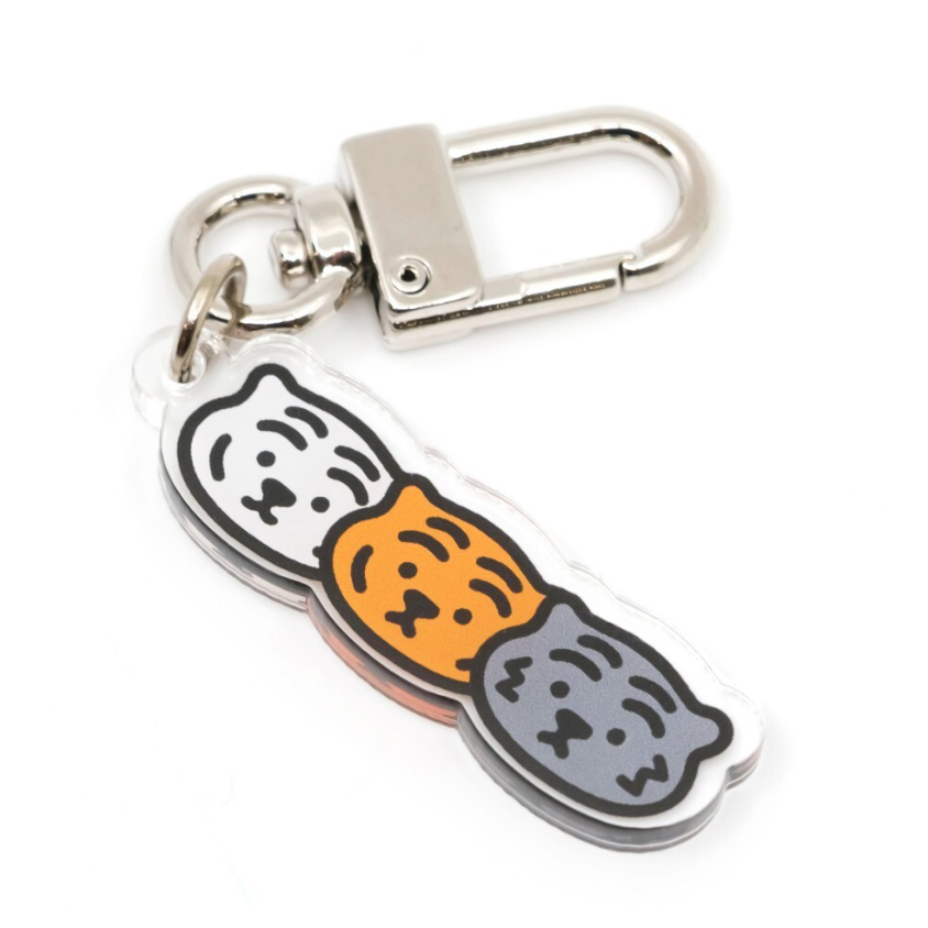 Three Tiger Face Keyring