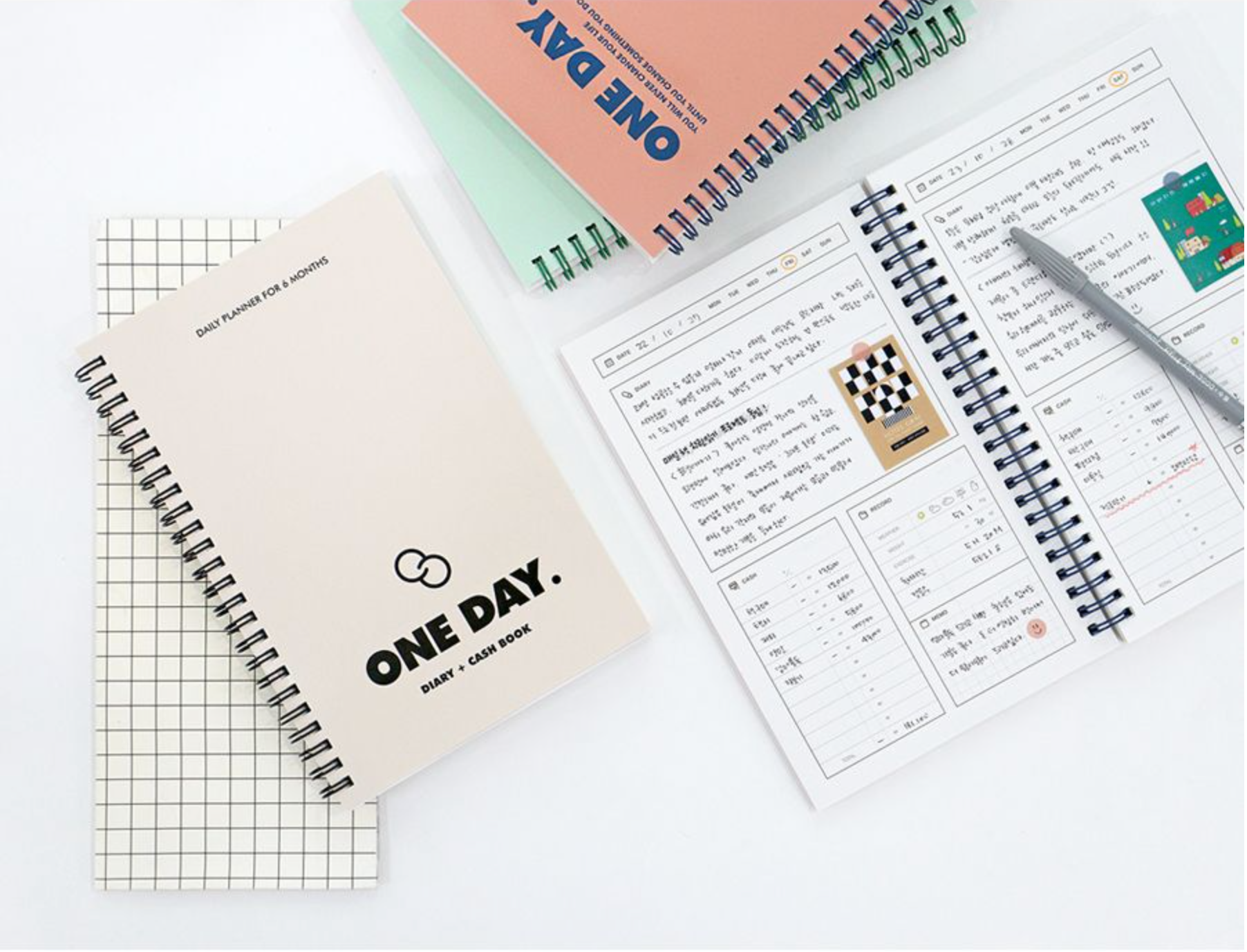 One Day Diary + Cash Book for 6 Months